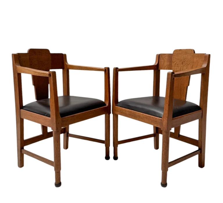 Two Art Deco Amsterdamse School Armchairs, by Frits Spanjaard, 1920s